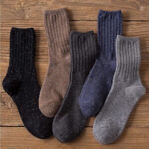 Speckled Ribbed Merino Wool Blend Socks